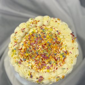 Classic Vanilla Buttercream Cake with Rainbow Sprinkles