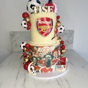 Custom Two-Tier Arsenal Football Club Birthday Cake