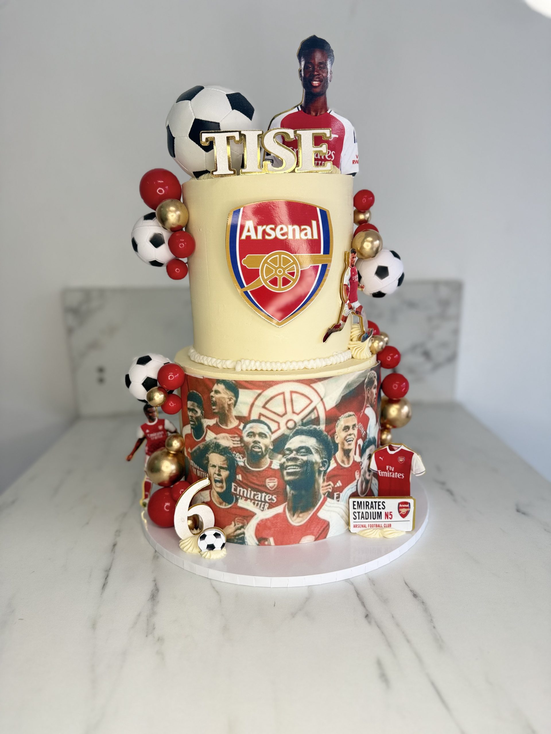 Custom Two-Tier Arsenal Football Club Birthday Cake