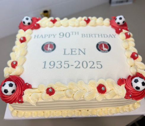 Elegant Square Anniversary Sheet Cake with Gold Accents