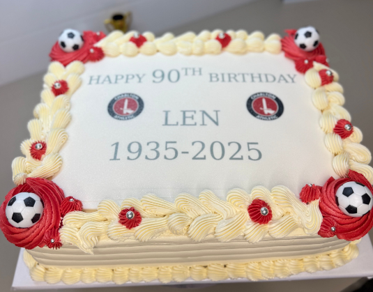 Elegant Square Anniversary Sheet Cake with Gold Accents - Image 2