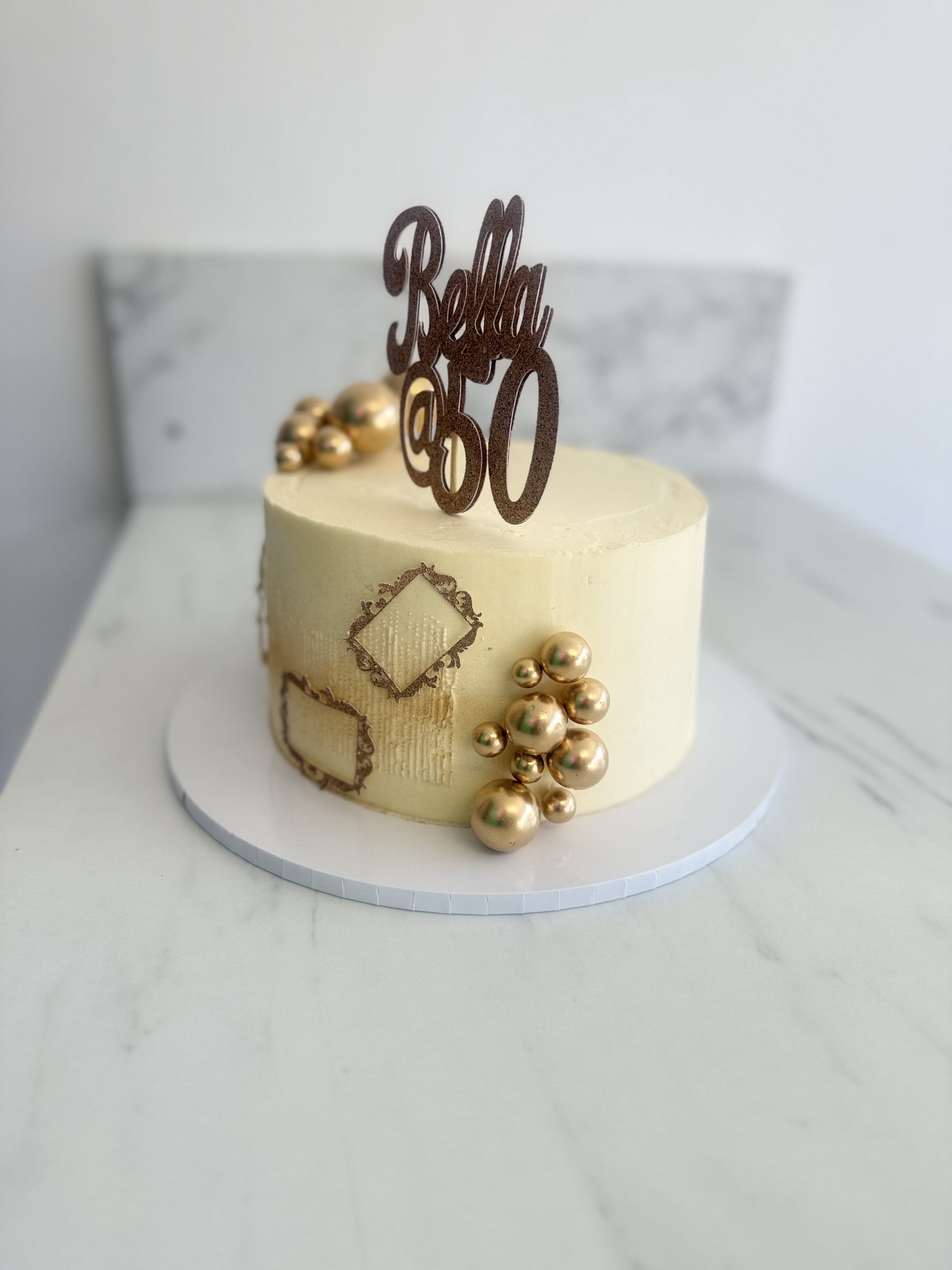 Vibrant Yellow Minimalist Signature Cake - Image 3