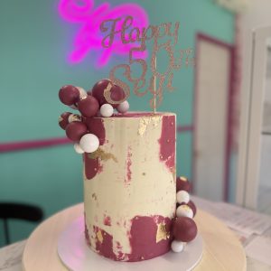 Abstract Pink & Gold Cake