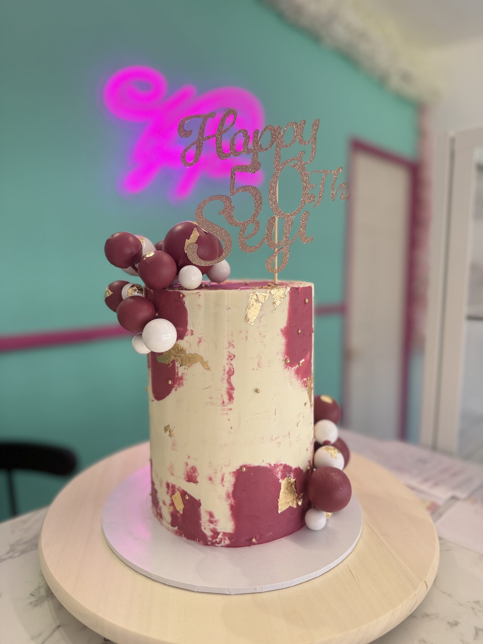 Abstract Pink & Gold Cake