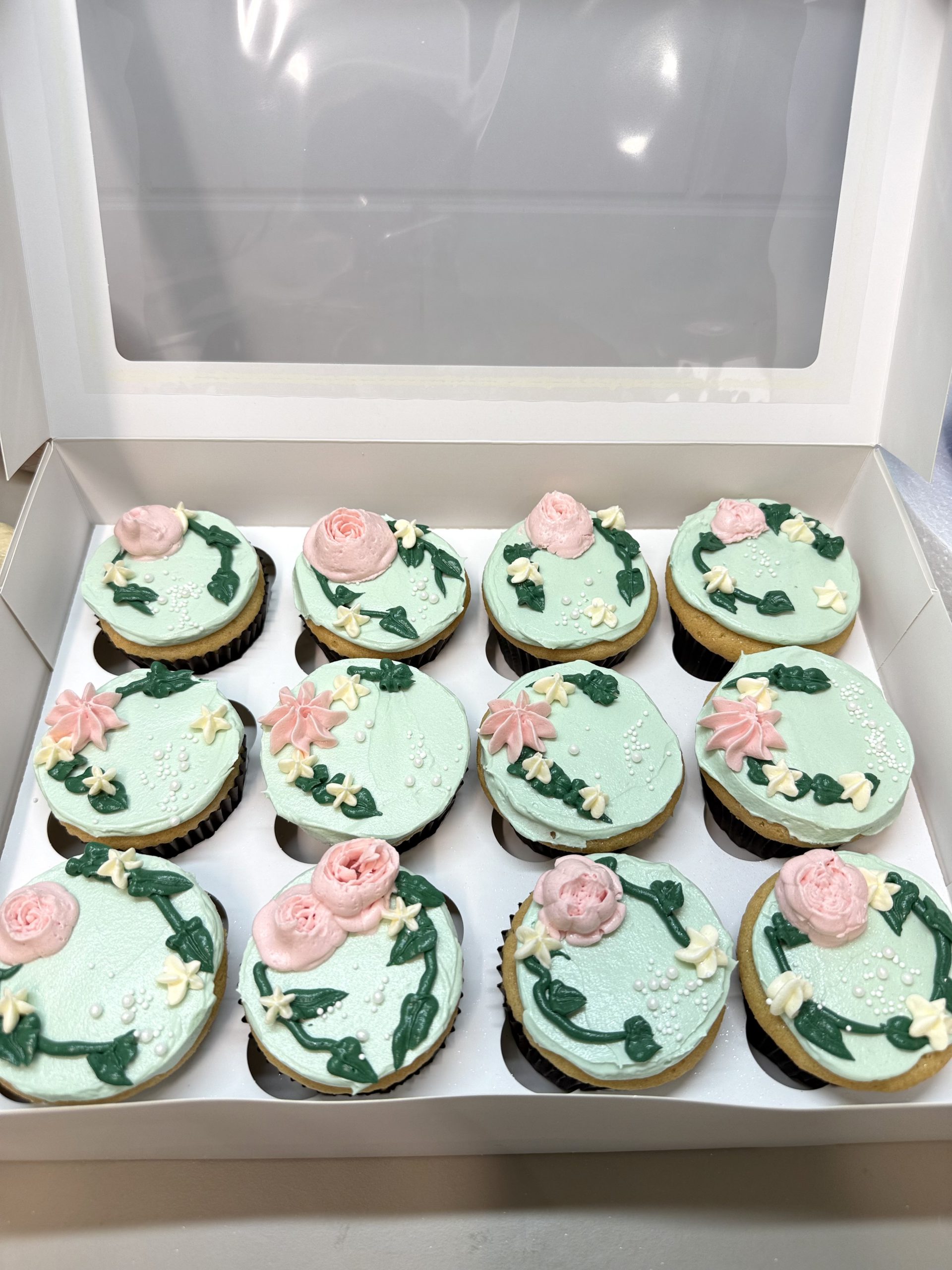 Box of Elegant Floral Cupcakes