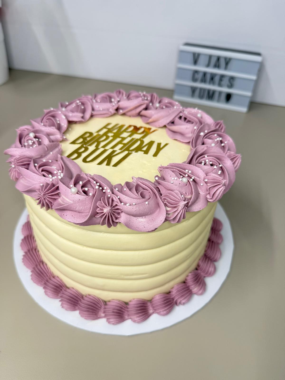 Elegant Rose Swirl Celebration Cake - Image 3