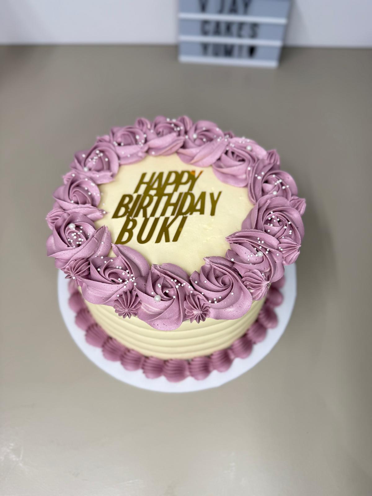 Elegant Rose Swirl Celebration Cake