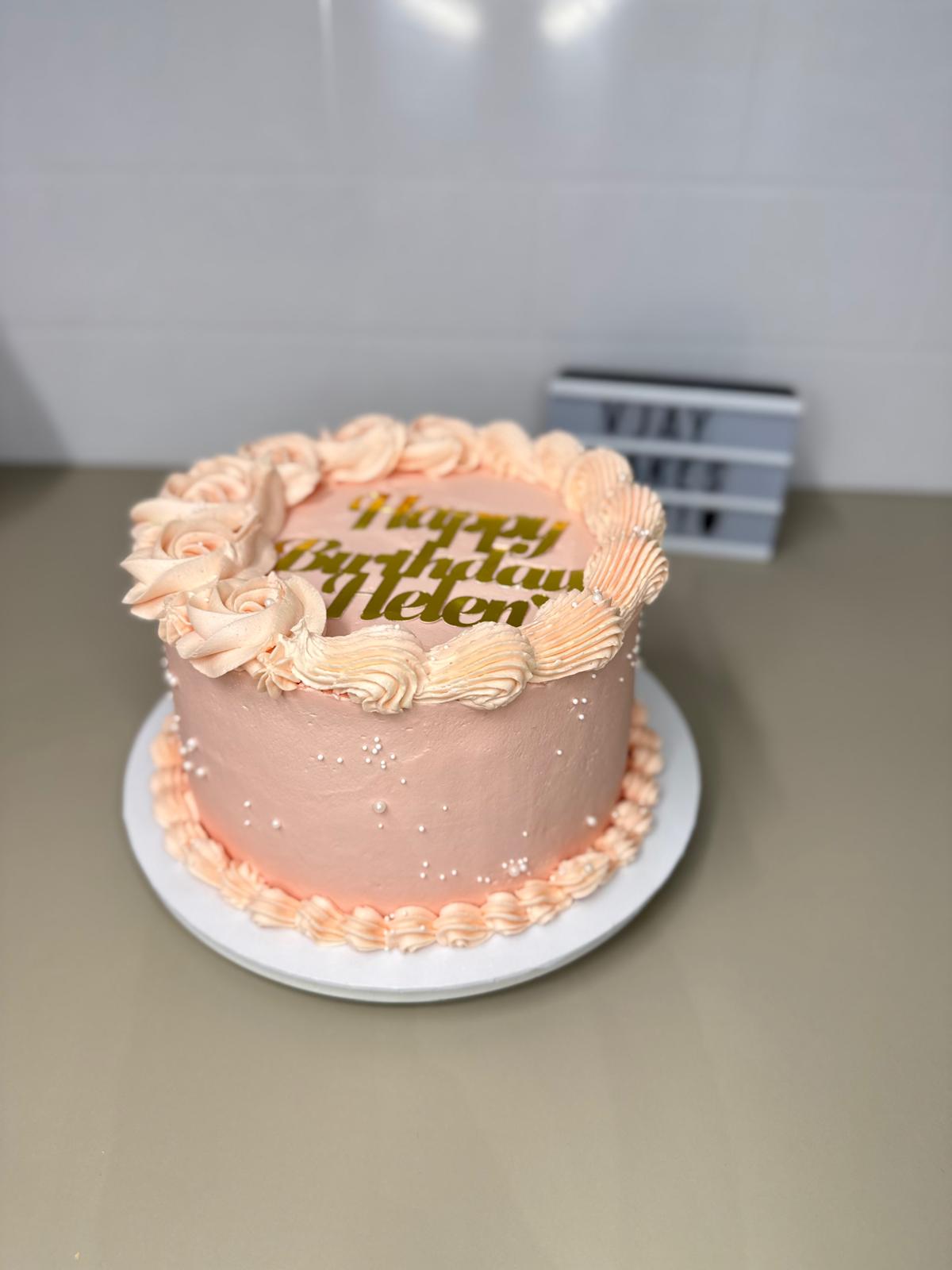 Delicate Peach & Gold Rose Celebration Cake - Image 2