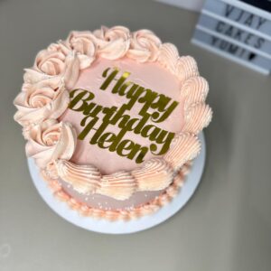 Delicate Peach & Gold Rose Celebration Cake