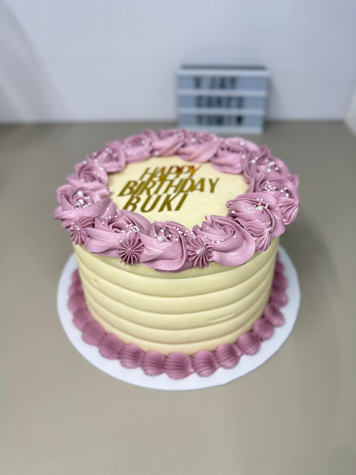Elegant Rose Swirl Celebration Cake - Image 2