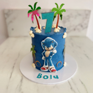 Personalized Tropical Sonic the Hedgehog Cake