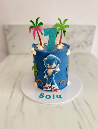 Personalized Tropical Sonic the Hedgehog Cake