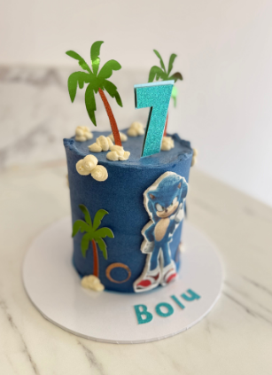 Personalized Tropical Sonic the Hedgehog Cake - Image 2