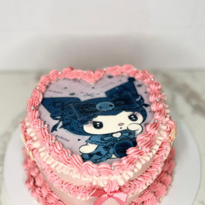 Gothic Glam Kuromi Heart-Shaped Birthday Cake