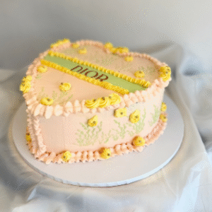 Chic Dior Inspired Heart-Shaped Cake