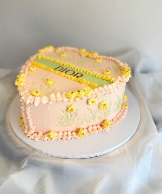 Chic Dior Inspired Heart-Shaped Cake