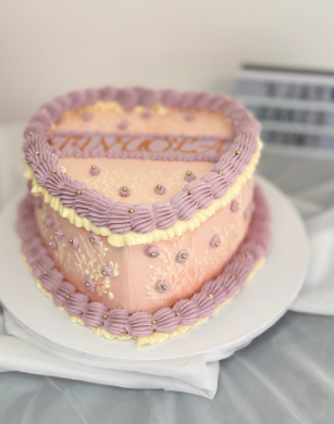 Vintage Charm Personalized Heart-Shaped Cake - Image 3