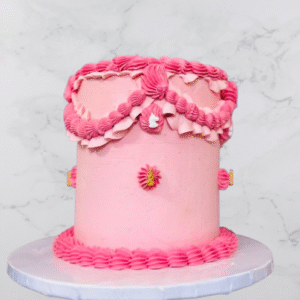 Vintage Pink Bow Drip Cake
