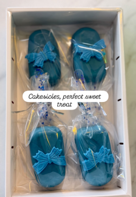 Elegant Blue Bow Cakesicles